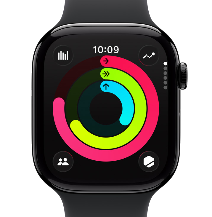 Apple Watch fitness rings aligned on screen